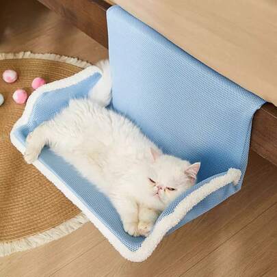 1 件床边猫床，全年宠物窝，可拆卸和清洗猫/狗床，舒适的猫篮，可放在柜子上，易于组装