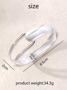 1 pieza Brazalete metálico con diseño asimétrico y hueco en forma de gota de agua, minimalista y elegante de alta gama, versátil para eventos, uso diario, oficina, calle, fotografía, boda, negocios, como regalo - Oro blanco asimétrico - Ver 32