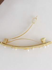 1 Stück elegante metallische Perlen Haarspange, Federklammer, modisches Frauenhaarzubehör, vielseitige Spange für den Pferdeschwanz, Geschenk zum Muttertag, Abitur, Erntedank, Weihnachten