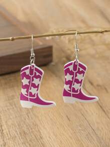 1 Pair Acrylic Bohemian Cowgirl Cow Print Fashionable Personalized Earrings For Women, Suitable For Daily Wear