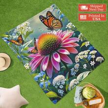 Pink Floral Decorative Outdoor Picnic Blanket Outdoor Throw Blanket A Stunning Piece For Home Or Outdoor Use A Thoughtful Gift For Nature Enthusiasts And A Versatile Companion For Gatherings Relaxation And Artistic Inspired Moments Everywhere - Multicolor - View 2