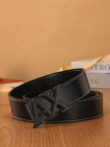 1pc Men's Fashionable Luxury Smooth Buckle Classic Letter Pattern Belt, Versatile Holiday Essential, Suitable For Family, Gifts, Vacation And Festivals, Ideal Holiday Gift - Multicolor - View 12