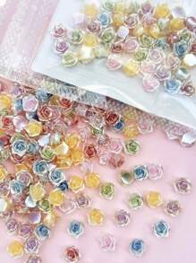 50 piezas de 6 mm Accesorios de arte de uñas con diseño de rosa 3D de Dunhuang, camelias de dos colores exquisitas y de lujo con estilo ligero, decoraciones de uñas de estilo japonés y coreano de moda sencilla para el verano. Usados para diseños de arte de uñas, joyas, uñas de ataúd, uñas francesas en forma de almendra, uñas largas y cortas, uñas ovaladas, uñas cuadradas, diseños de artesanía de joyas, diseños de gorros de graduación, estuches de teléfonos móviles DIY
