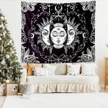1 pezzo Arazzo bohémien con disegni del sole e della luna nel cielo, decorazioni per la casa misteriose, decorazione d'interni moderna e unica per camere da letto, soggiorni o dormitori