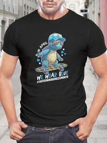 Camiseta de monopatín de tortuga del Mes de Concientización sobre el Autismo - Usa azul para apoyar el autismo - Linda camiseta de tortuga para defensores, maestros y familias del autismo - Camiseta única para papá con diseño de pieza de rompecabezas del autismo - Regalo de concientización sobre el autismo - Negro - Ver 1