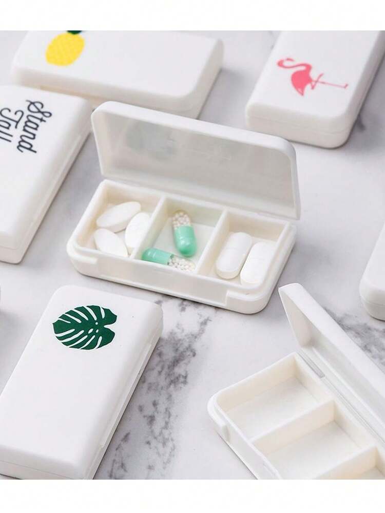3グリッド ミニピルケース プラスチック 携帯用薬箱 かわいい