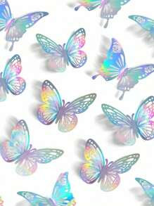 1/2 sets (12 piezas/set) Decoración de pared 3D de mariposas con corte láser, mariposas de papel desmontables para guardería, boda y decoración del hogar, decoración de pared, decoración del hogar, decoración de boda, decoración de guardería, decoración de cumpleaños, adhesivos decorativos para habitación