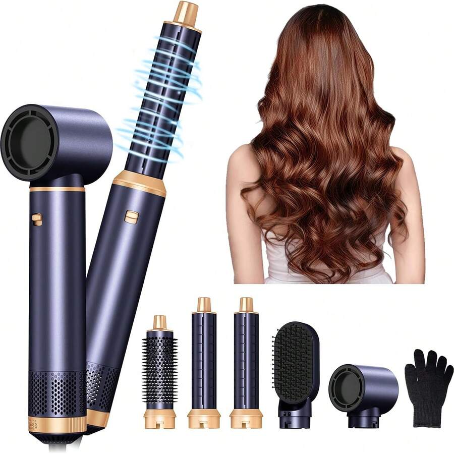UKLISS Cepillo secador antiencrespamiento de 110.000 RPM + rizador automático + cepillo alisador + peine voluminizador: Set profesional de cuidado capilar Air-Styling 5 en 1, 6 herramientas en 1 para un peinado sin esfuerzo, regalo de Navidad perfecto. - Enchufe EU Tipo C(220-240V) - Ver 1