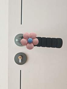 1/2PCS Small Floral Design Door Knob Cover, Black Color, Protects Wall And Door Locks From Damage, Anti-Static, Warmth-Keeping - Multicolor - View 16