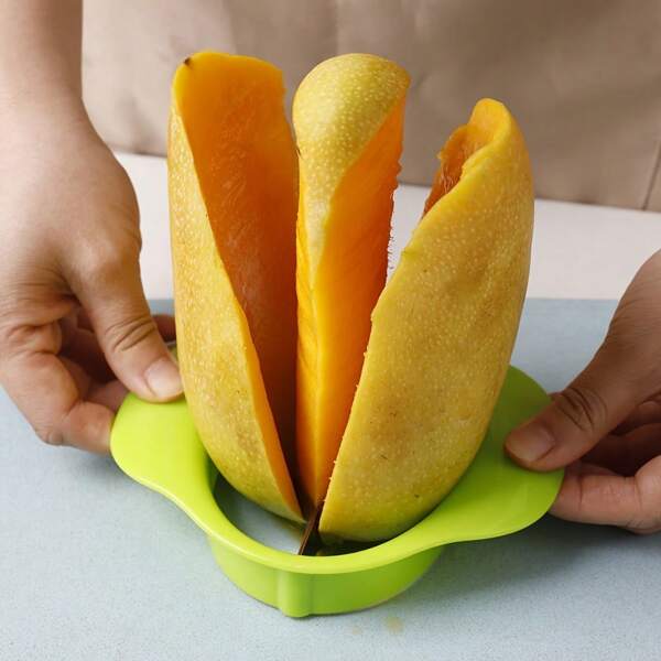 1 Stück einfach zu greifender Mango Scheibenschneider - Kreatives Küchenwerkzeug für perfekte Schnitte, langanhaltend Plastik Mango Schneider mit farbigen Optionen, ideal zum Schälen & Entkernen, Obst Scheibenschneider