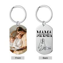 Personalized Photo & 2-7 Names Stainless Steel Keychain-Hand In Hand-I Love You - Multicolor - View 8