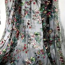 1 Piece Of Soft And Skin-Friendly Mesh Fabric With Colorful Embroidered Floral Lace Embroidery, Designed For DIY Sewing