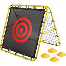 Double Sided Rebounder Net For Football Training Equipment Multi-Skills Rebounder Training Aid Target Soccer Goal Kickback Adjustable Practice Goalkeeper Coaching Rebound Net - Double-Sided Yellow - View 1