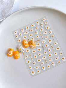 1 miếng dán móng tay hình trứng chiên hoạt hình tối giản và dễ thương. (Dụng cụ làm móng, miếng dán móng tay) - Nhiều màu - Xem 2