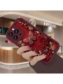 Fashion Creative 2D Flower Rose Design Pattern Phone Case For IPhone16e 16 15 14 13 12 Mini X XS Pro Max Plus Gift For Girl And Woman