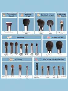 Princess Rose 24pcs Beauty Tools, Makeup Brushes, Brushes Sets With Portable Makeup Brush Bag Natural Goat Hair Powder Foundation Contour Blending Eyeshadow Eyeliner Makeup Tools,Brush Set,Makeup Brush Kit,Make Up Brush Set,Make Up Set Complete,Makeup Brush Set,Complete Makeup Kit,Brush Kit,Brushes Makeup Set,Makeup Gift Set,Set - Brown - View 3