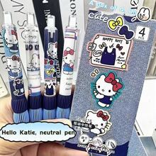 Sanrio 8pcs/4pcs/Set Kitty Cat Limited Edition Ballpoint Pen, Denim Blue, Cute Ins Style, Smooth Writing For Students, Gift School Supplies, Back To School