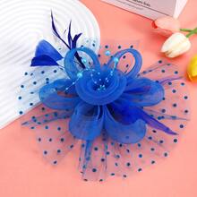 1PC Fascinators Hat For Women Tea Party Headband Kentucky Derby Wedding Cocktail Flower Mesh Feathers Hair Clip - A - 查看 7