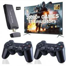 2025 Upgrade Retro Gaming Console, Consola de Juegos Retro Inalámbrica Stick con 18 Emuladores Incorporados, 20000+ Juegos, Videojuegos Plug and Play para Tv, Salida 4K con 2 Mandos Inalámbricos 2.4G (64GB)