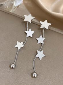 1Pair Five Pointed Star Tassel Earrings Elegant Dangle Earrings For Women Fashion Dangle Earrings For Party Daily Jewelry Birthday Gifts