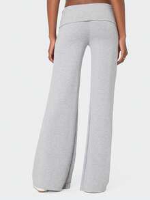 Women's Flare Leggings Fold Over Yoga Pants Flared Leggings Bell Bottom Y2K Low Rise Wide Leg Lounge Sweatpants - Xám - Xem 5