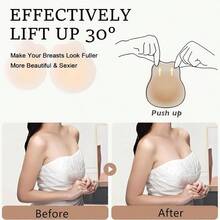 Seaml Cakes Added Lift UltraThin Sticky Pasties Nipple Covers Silicone Strapl Adhesive Bras Breast Petals - 中等的 - 查看 2
