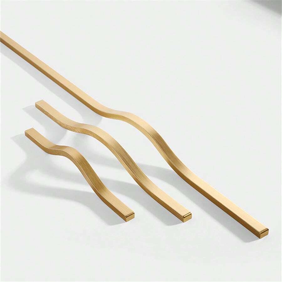 1 Pc Simple Aluminum Alloy Black Brushed Furniture Cabinet Door Handles Curved Wardrobe Drawer Cabinet Door Handle Furniture Hardware