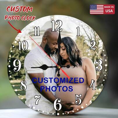 Customized Photo Wall Clock, Personalized Silent Circular Clock, Gift For Friends, Clock For Family And Friends, Artistic Home Decoration, Comfortable Bedroom Atmosphere, Perfect For Home Decoration - An Excellent Gift For Birthdays, Anniversaries, And Holidays