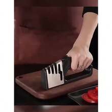 Professional Stainless Steel 4-In-1 Manual Knife Sharpener - ABS Resin, No Battery, No Power - For Kitchen Knives And Scissors - Multicolor - View 9