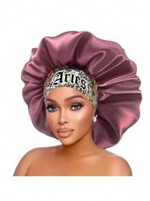 1 pezzo Cuffia in satin con stampa personalizzata delle 12 costellazioni, ampia fascia elastica, cappello da notte, cuffia per doccia, accessori per capelli e prodotti per parrucchiere, salone di bellezza, articoli da viaggio essenziali