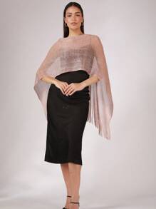 1 peça de poncho xale feminino com borlas, elegante e versátil, para primavera/verão, adequado para várias ocasiões