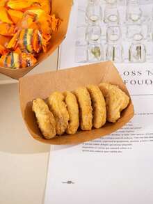 10/20 牛皮纸食品托盘、一次性棕色纸船、炸薯条架、爆米花盒、新年、圣诞派对、生日、情人节、周年纪念日、毕业典礼家庭活动 - 粉色 - 查看 6