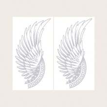 2 hojas/Set de Tatuajes temporales personalizados con alas y jeroglíficos, diseños de arte corporal a prueba de agua y sudor, tatuajes no permanentes de larga duración, regalo perfecto - Negro - Ver 5