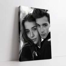 1 Stück Personalisierte Schwarz-Weiß Paar Leinwandkunst mit Holzrahmen - Individueller HD Foto Muster für Hochzeit, Jahrestag oder Valentinstag Geschenk - Perfekt für Wohnzimmer, Schlafzimmer oder Bürodekoration - 30 x 40 cm, Personalisierte Kunst mit Leinwand in Rahmenoptik Hochauflösender Muster