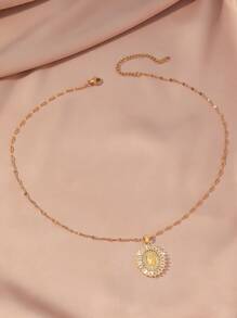 1 pièce Collier pendentif Vierge Marie de croyance religieuse à la mode européenne et américaine avec incrustation de zircone colorée, collier ras du cou pour femmes