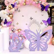 2 piezas Decoración de mariposa de silueta de alas, decoración de fondo, para fiesta de cumpleaños, fiesta de bebé, fiesta de boda - Multicolor - Ver 1