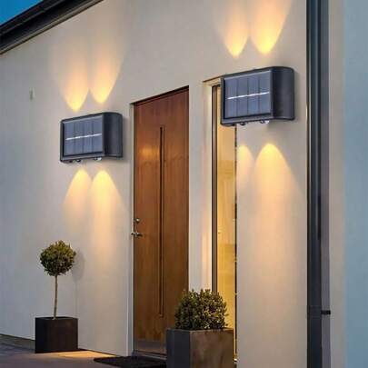 Luces solares para senderos en el jardín, nueva lámpara de pared decorativa de doble cara que se ilumina para el patio, cerca y exteriores