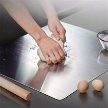 1pc Stainless Steel Kitchen Rolling Dough Board, Cutting Board, Fruit Block, Large Size Pastry Kneading Board, Household