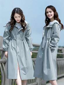 Korean Coat Type Raincoat Women Waterproof Adult Rainproof Windproof Long Sleeve Riding Sweet Girls