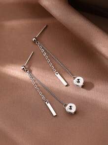 1 par de pendientes con borlas de cadena de plata pura 925 para mujer, con un estilo único y de lujo, con un sentido de alta gama, adecuado para uso diario