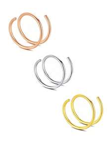 1/3/5Pcs/1Set Women's Bilayer Piercing Nose Ring Lip Ring Gold/Black/Silver/Color/Rose Gold Stainless Steel Piercing Nose Ring Body Jewelry
