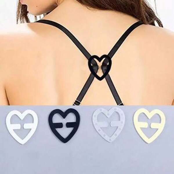 4 pezzi Reggiseno invisibile con tracolla incrociata a forma di cuore, strap con fibbia anti scivolo, adatto per la scuola