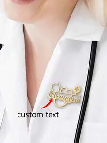 1 Stück personalisierte Namenschilder und Abzeichen, mit Ihrem Namen graviert, personalisiertes Logo, Anstecknadeln, Herzstecker und professionelle Accessoires für Ärzte. - Stil 2 - Übersicht 3