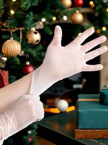 100 pièces Gants jetables en TPE, matériau doux, flexible, et confortable. Idéal pour le nettoyage ménager, les tâches de cuisine, le service de restauration, la manipulation des aliments, la restauration professionnelle et l'hygiène quotidienne