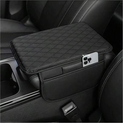 1 pieza Cubierta de consola central de coche, cubierta de reposabrazos de cuero con cojín y 2 bolsas de almacenamiento, reposabrazos universal para asiento de coche, caja de accesorios para interior de coche, protector para la mayoría de vehículos, accesorios de coche