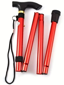 4 节超轻可调节折叠手杖，带橡胶头 - 伸缩式徒步登山杖，适合老年人和青少年，铝合金设计，徒步配件