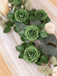 人造花 5/10/15/20/25/30 枝真实版仙女绿泡沫假玫瑰带茎，用于 DIY 婚礼花束新娘送礼会中心装饰鼠尾草绿花装饰家居装饰（OPP 袋包装不含盒子） - 彩色 - 查看 10