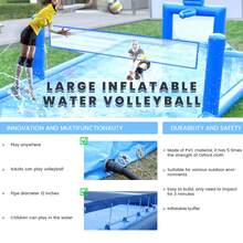 33 Ft Inflatable Water Volley Ball Pool, (0.6mm Commercial Grade PVC), 800 W Air Pump (Rapid Inflate & Extract Air), 33 X 16.5 X 7 Ft Football Pool, Football And Basketball Played, Quickly Set Up Backyard Outdoor Sports Field, Day Night Use - Màu xanh lam - Xem 7