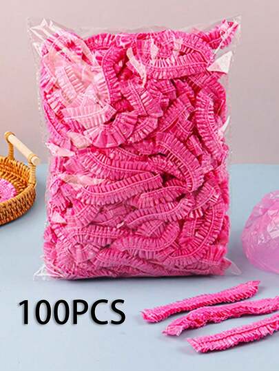 50/100pcs ,Shower Cap Thickened Hair Cover Women's Waterproof Bath Kitchen Grease Cap Beauty Salon Treatment Hair Color Oil Treatment Head Cover