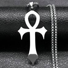 Collar de cruz ankh egipcia para mujeres/hombres, color dorado de acero inoxidable, amuleto, joyería de protección